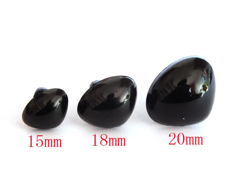 fress ship!!!30pcs 15mm/18mm/20mm Black Plastic Safety Noses For Toy Come With Plastic Washers  Each size 10pcs