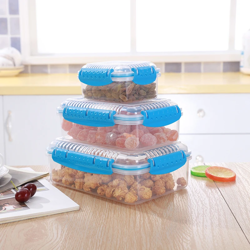 

3Pcs/lot High Quality PP plastic Food Storage Box Sealed Crisper Grains Tank Storage Kitchen Sorting Food Storage Box