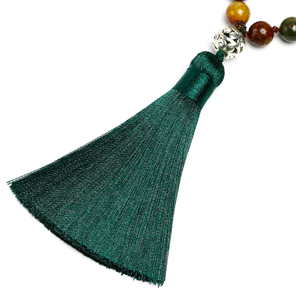 7 Чакра мала 108 бусин натуральный камень длинное кистовое ожерелье для женщин медитация ожерелье завязанные бусы ожерелья с тематикой йоги ювелирные изделия