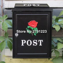 Retro American Pastoral Wall Mounted Mailbox Large Letter Box Outdoor Lockable Secure Mail Post Cast Aluminum Mailbox Postbox