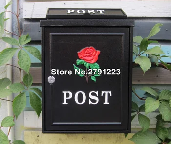 

Retro American Pastoral Wall Mounted Mailbox Large Letter Box Outdoor Lockable Secure Mail Post Cast Aluminum Mailbox Postbox