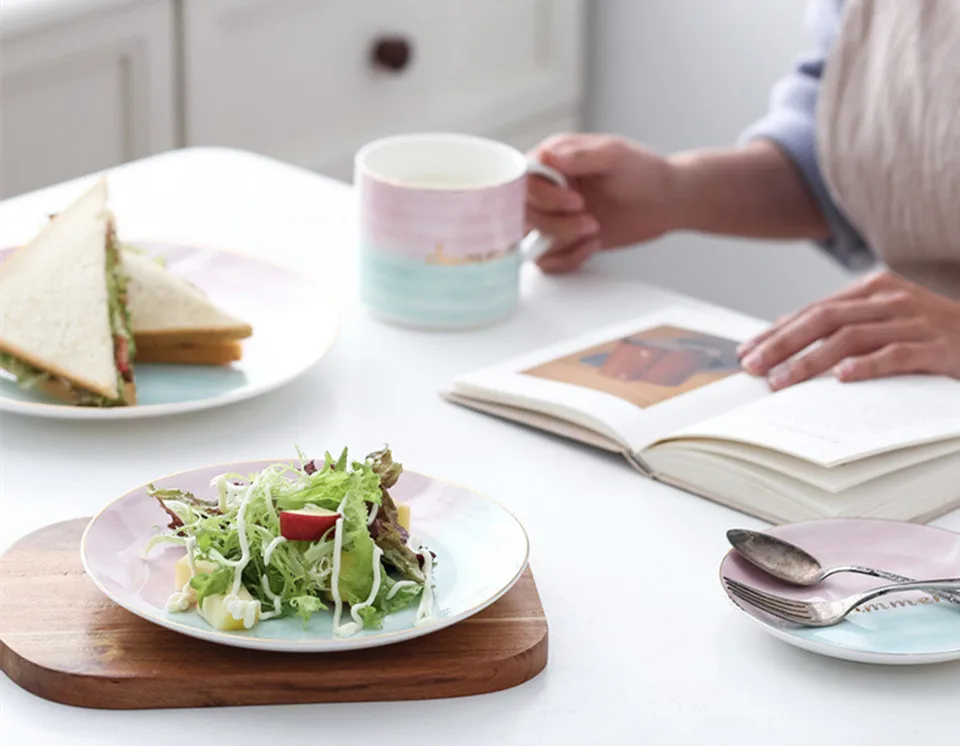 JO жизнь дома посуда тарелка для фруктов комплектующее изделие 6/8/10 дюймов Nordic креативные столовые приборы контраст Цвет Керамика пластина