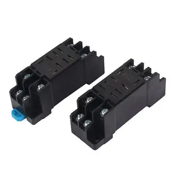 

DTF08A 8 Pin 35mm DIN Rail Panel Mounted Power Relay Socket Base 2pcs