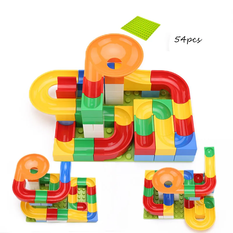 

52Pcs Construction Marble Race Run Maze Balls Track Building Blocks Big Size Educational Bricks Compatible with Legoings