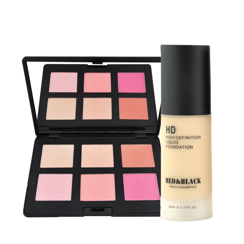 Red&Black liquid foundation Cream Contour Palette Kit Makeup Palatte 6