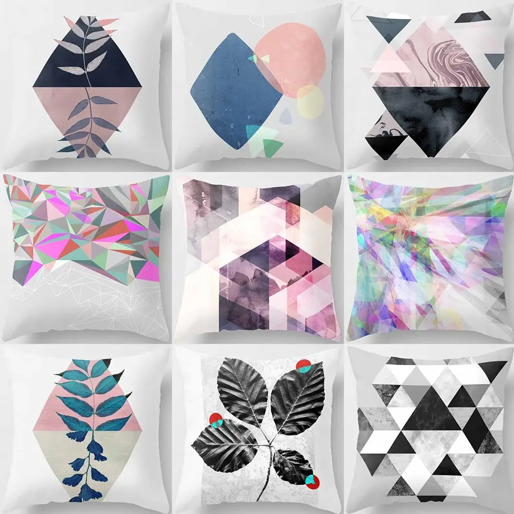 

1pc Colored Drawing Leaf Pillow Case Square Throw Cushion Cover Sofa Home Decor