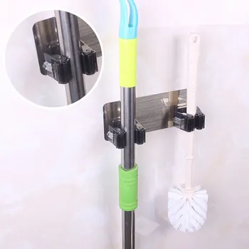 

2019 1pc Wall Mounted Mop Organizer Holder Double Buckle Brush Broom Hanger Storage Rack Tool Mother Universal Helper DROP #1918