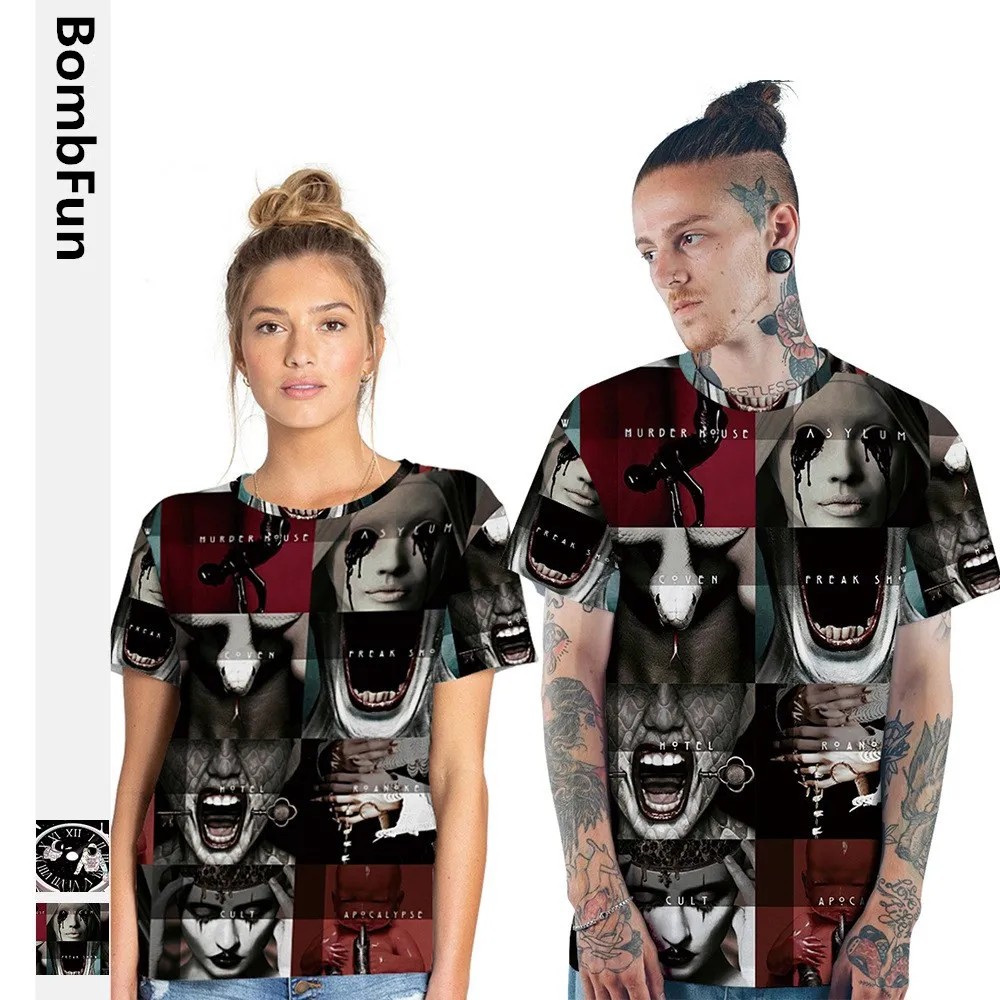 

BombFun Menl t shirt 3d Print Men&Women Summer T-shirt American Horror Story t-shirts Motorcycle Tees High Quality Pullovers Top