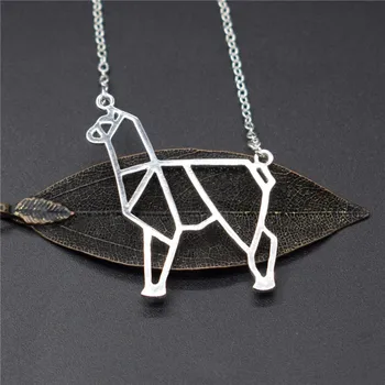 

Elfin Origami Alpaca Necklaces Origami Alpaca Charm Female and Male Gift Necklace Fashion Women Jewellery Geometric Jewellery