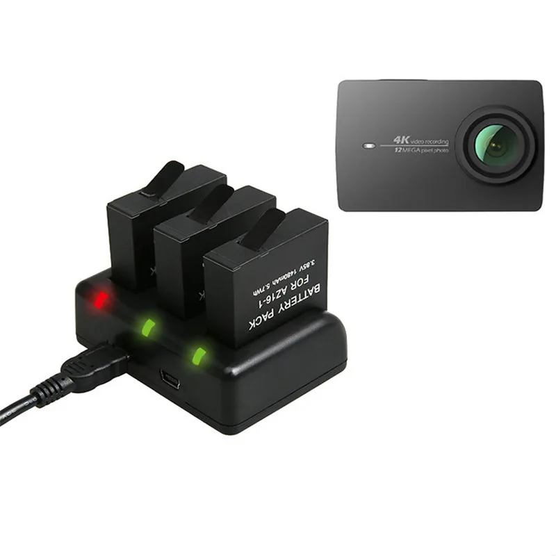 3 канала USB Зарядное устройство для Xiaomi Yi 4 К действие Камера II 2 Батарея Зарядное устройство xiaoyi 4 К аксессуары