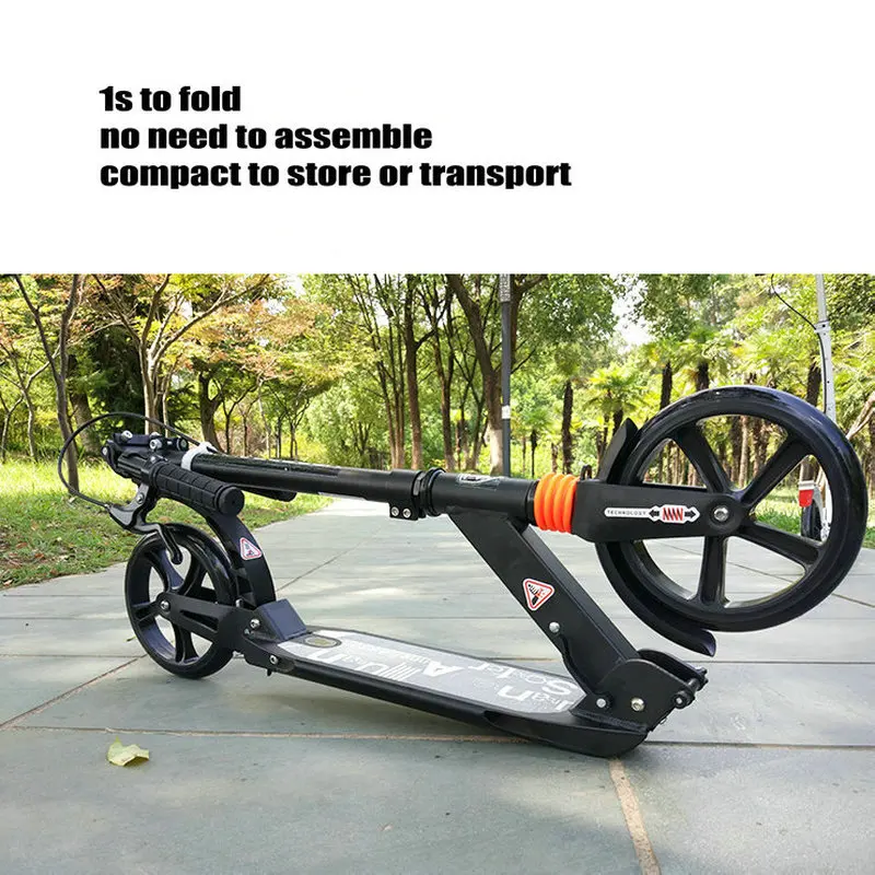 Adult Scooter with double shock absorption, double brake and 20cm PU wheel adult foldable kick scooter