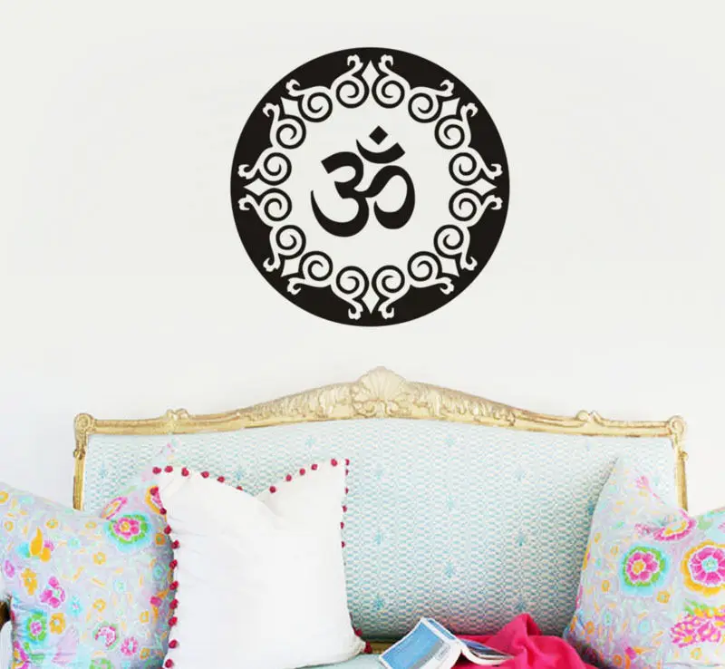 

OM Yoga Symbol Wall Decals Religious Mandala Pattern Wall Sticker Home Decor Bedroom Removable Vinyl Decal Mural Wallpaper ZA463
