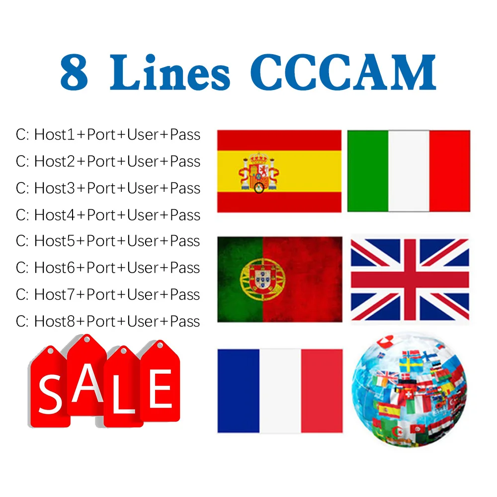CCCAM 8 линий для 1 года Европейский Clines сервер HD DVB S2 V7S V8 V9 спутниковый ТВ приемник