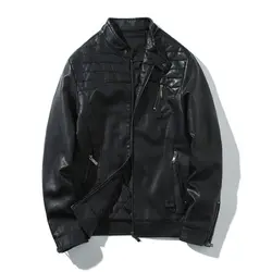 Европа/США Размеры новая тенденция мотоциклетные Кожаные куртки Для мужчин Байкер черная верхняя одежда Курточка Бомбер мужской высокого