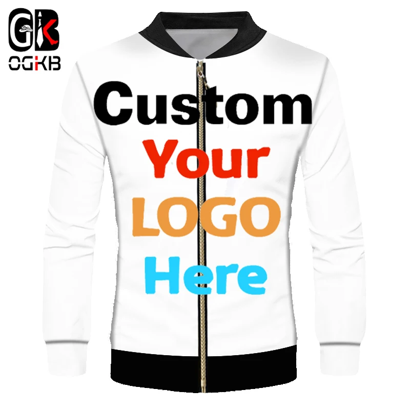 

OGKB Custom Jacket Windbreaker DIY Print Your Own Design LOGO Photos 3D Zipper Coat Jackets Outerwear Drop Shipper Wholesaler