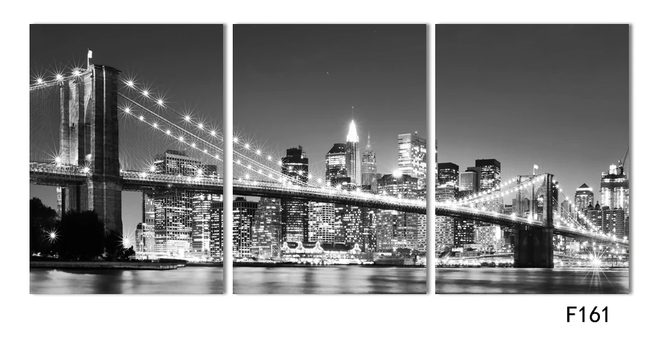 3 Piece Modern Wall Painting New York Brooklyn Bridge Modular Home Picture Set 3 Piece Modern Wall Painting New York Brooklyn Bridge Modular Home Picture Set