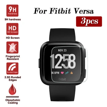 

3pcs Protective Glass On For Fitbit Versa Fit Bit Tempered Glass Smart Watch Wristwatch Screen Protector Film Bubble Free 9H