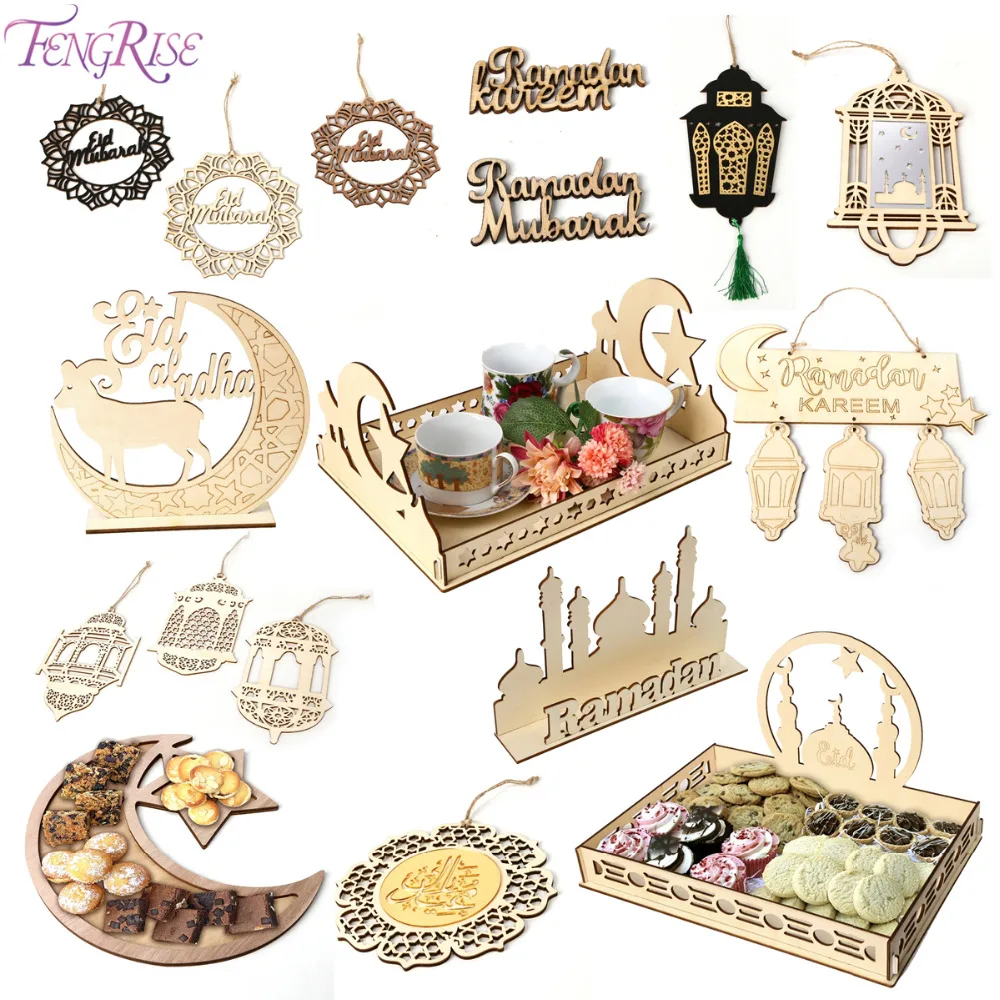

FENGRISE Wooden Eid Mubarak Decor Eid Wooden DIY Muslim Islam Ramadan Ornaments Iftar Gifts Decorations Ramadan Decoration