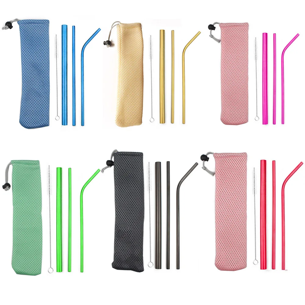 5Pcs Bubble Tea Stainless Steel Reusable Straw For Smoothies Juice Tea