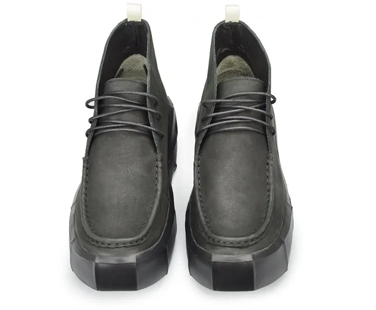 Дизайнерская Повседневная брендовая мужская обувь; обувь на толстой подошве, увеличивающая рост; обувь на платформе; черная замша настоящая кожа; ботинки-Чукка; лоферы