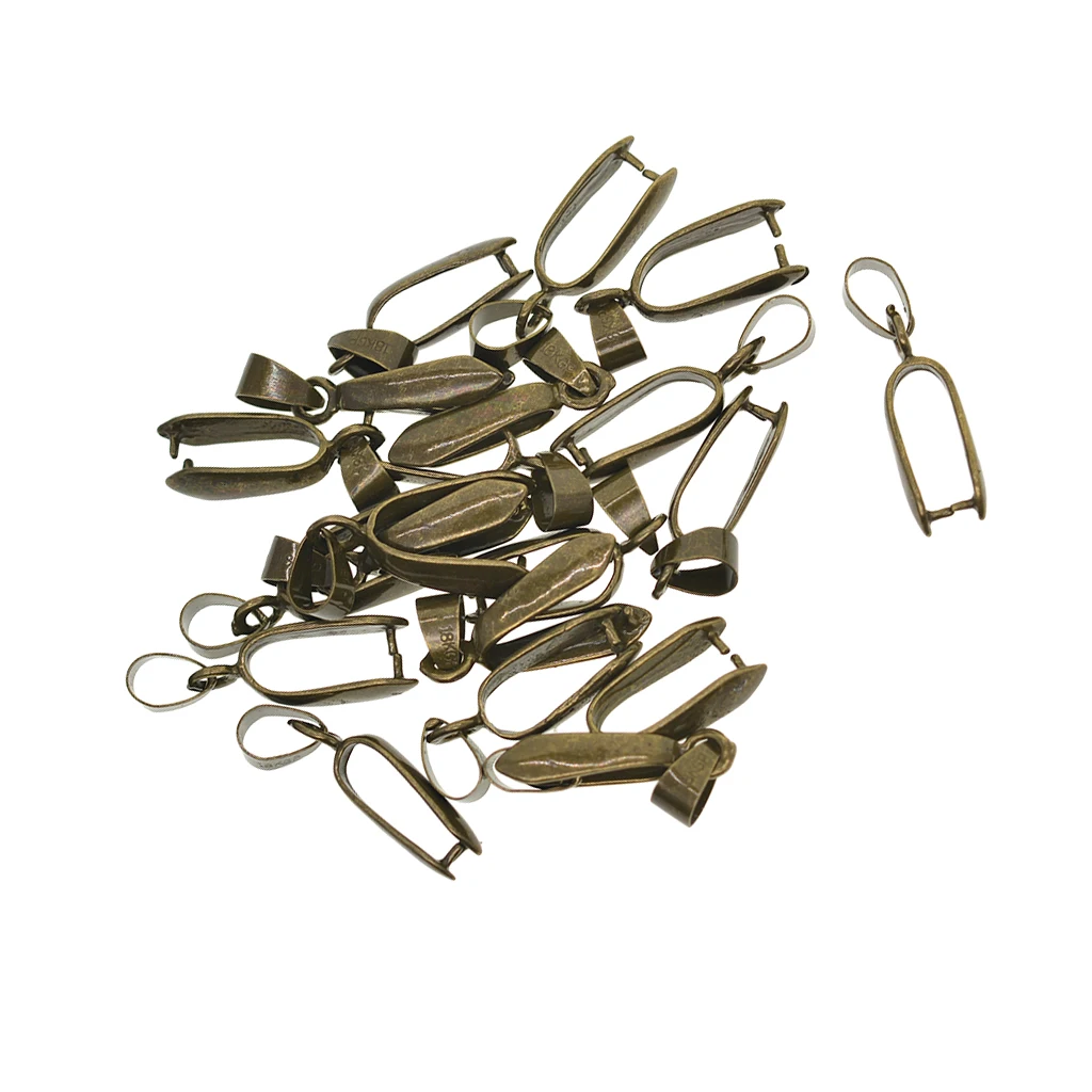 20 Pieces Pendant Pinch Clip Bails Pendant Connectors Clasps Antique Bronze Plated Handmade DIY Jewelry Findings