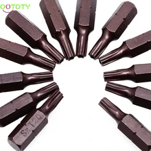 12 шт. 25 мм 1/" шестигранный хвостовик Магнитный T20 Torx безопасности отвертка биты с отверстием