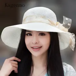 Kagenmo шляпа женский Sunbonnet большой пляж Cap Sun Hat Анти-УФ солнце складные Элегантная мода cap