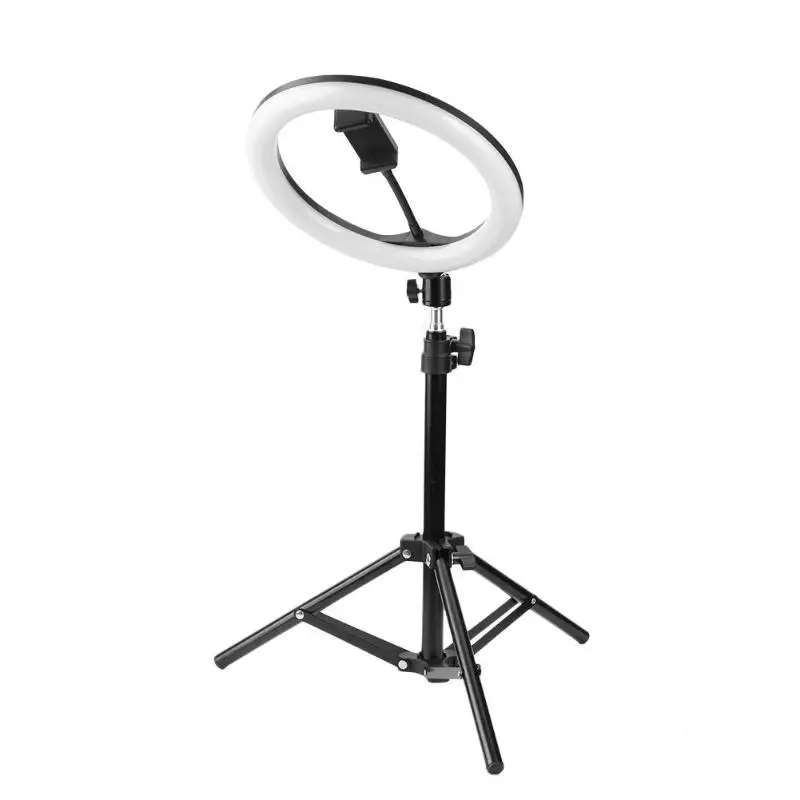 Ring Fill Light Dimmable LED Studio Camera Video Light Annular Lamp with Tripod Phone Clip for Smartphone Selfie Live Show - Цвет: 10in