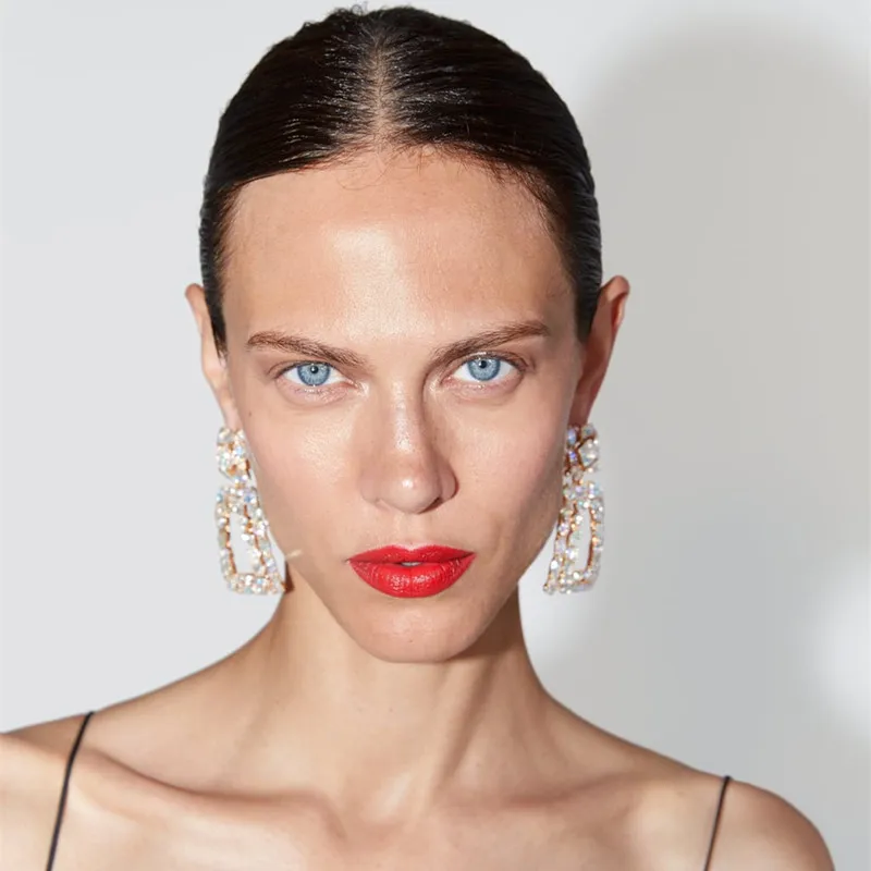 

Best lady ZA Multicolored Drop Earrings For Women Wedding Bohemian Crystal Girls Party Gifts Dangle Statement Earring Jewelry