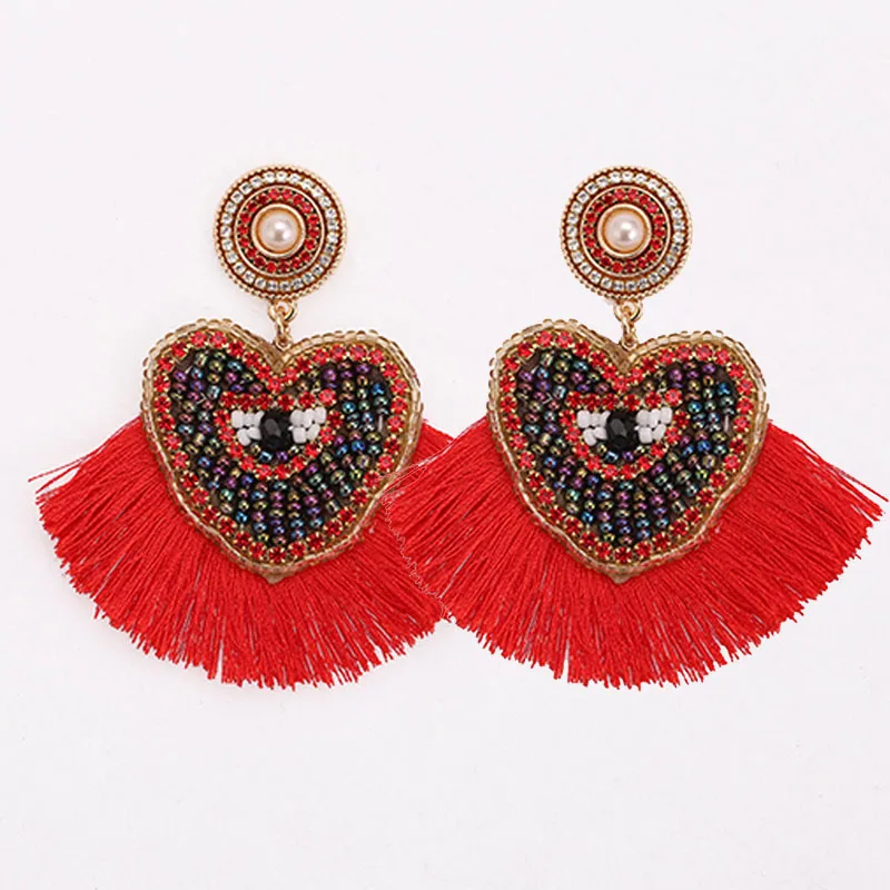 Tassel Earrings for women Red
