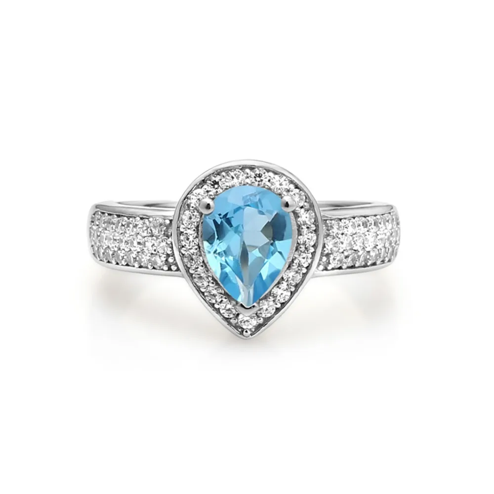 Gem's Ballet 1.32Ct Овальный натуральный Швейцарский Голубой Топаз драгоценный камень для свадьбы для женщин свадьбы 925 пробы Серебряное модное ювелирное изделие
