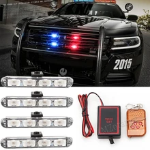 Luz led DRL para coche y camión, luz de advertencia estroboscópica, inalámbrica, con control remoto, luces intermitentes, 12V, 4 Uds.