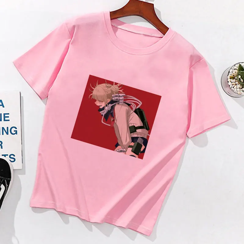 Yandere химико Тога Kawaii Футболка с принтом Otaku Летняя женская одежда с коротким рукавом Harajuku Japanses стиль аниме девушка розовая футболка - Цвет: 2286-pink