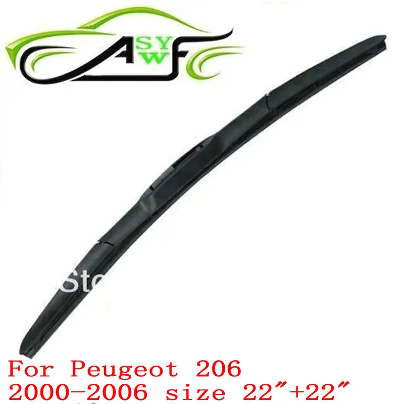 Free shipping car wiper blade For Peugeot 206 (2000 2006) 22"+22" U