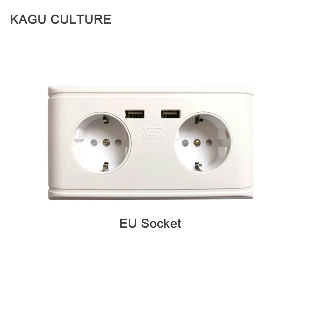 EU Standard Power Socket Home Wall Adapter Quick Charge 5V 2 4A Dual Ports USB Socket