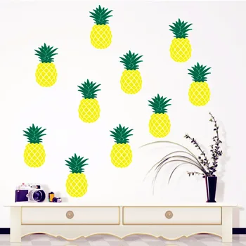 

2016 New - Twelve Pineapple Wall Stickers - Two Color Combinations Pineapple Decal Removable Vinyl Wall Art Home Decoration Hot