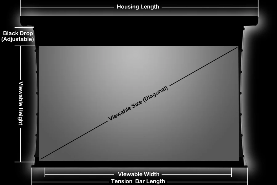 9" 16: 9HDTV окружающей среды светильник отклонения черного цвета с украшением в виде кристаллов вкладка натяжения моторизованный проекционный экран