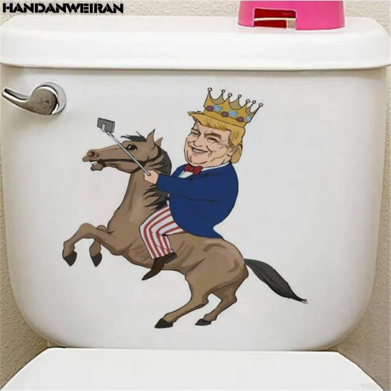 

1 PCS FUNNY Riding President Toilet Sticker On The Wall Kitchen Refrigerator Stickers For Living Room Bedroom Home HANDANWEIRAN