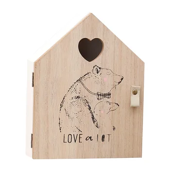 

Creative Bear Pattern Wooden Key Box Wall Hanging Storage Rack Wall Decoration Key Storage Box Shop Porch Door Decor Housekeeper