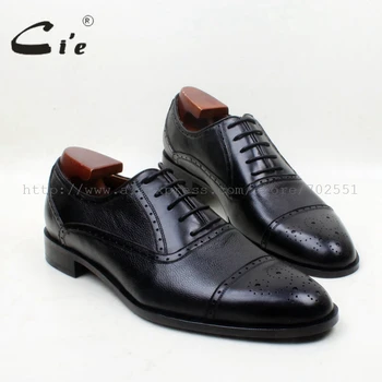 

cie Round Captoe Solid Black Pepple Grain Mixed Full Grain Genuine Calf Leather Classic shoes Handmade Men's Oxford ShoeNo.OX684