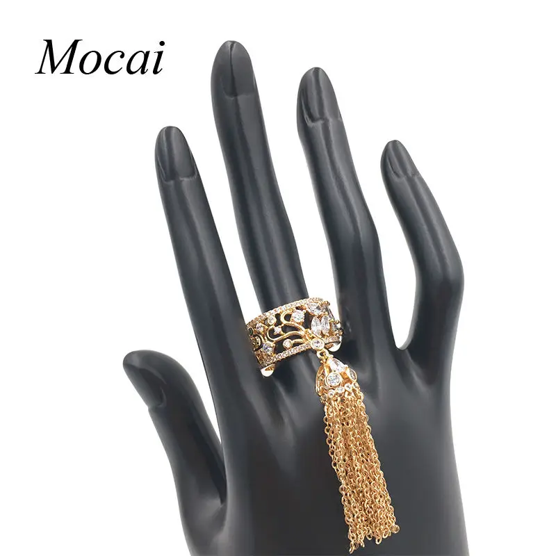 Mochai обручальное кольцо для женщин обручальное кольцо циркон золотой цвет кристалл, Длинная кисточка кольца для женщин ZK33