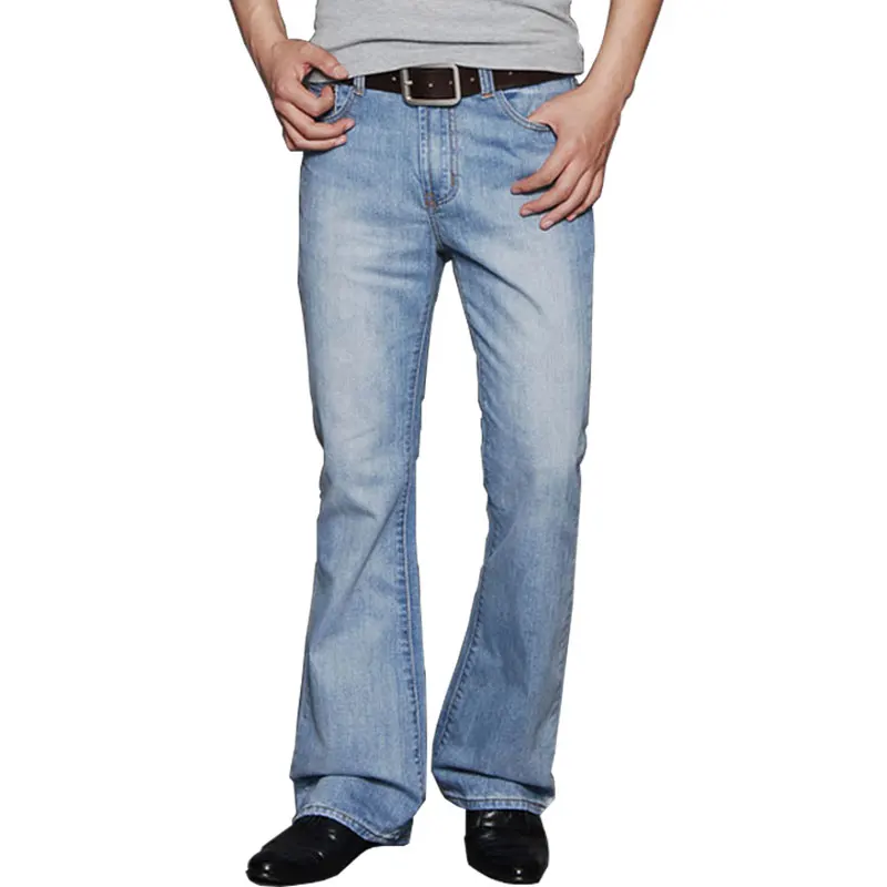 

2019 Mens Flared Jeans for Men Boot Cut Bell Bottom Flare Denim Pants Long Trousers Fashion Loose Jeans 38