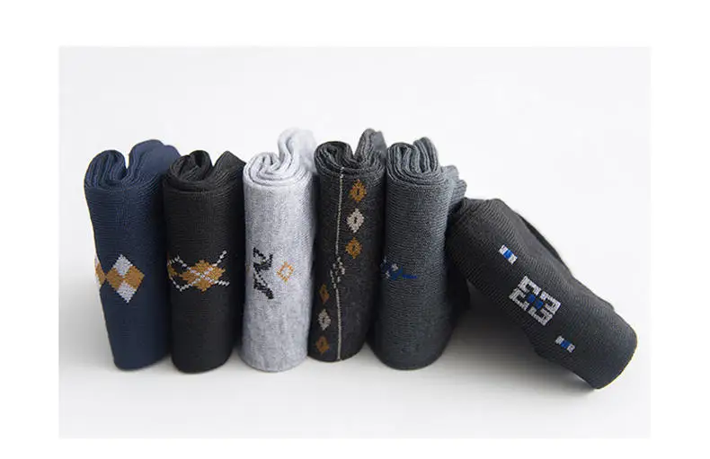5pairs Lot Men socks Striped Plaid Diamond Solid Socks Men Combed Cotton Calcetines Largos Hombre Breathable Male Socks Business 13