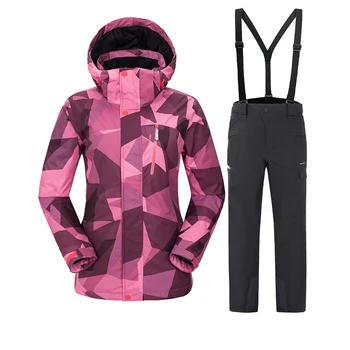 

Outdoor Sports Women Ski Suit Jackets and Pants Suspenders Trousers Winter Snowboarding Windproof Waterproof Snow Skiing Suits