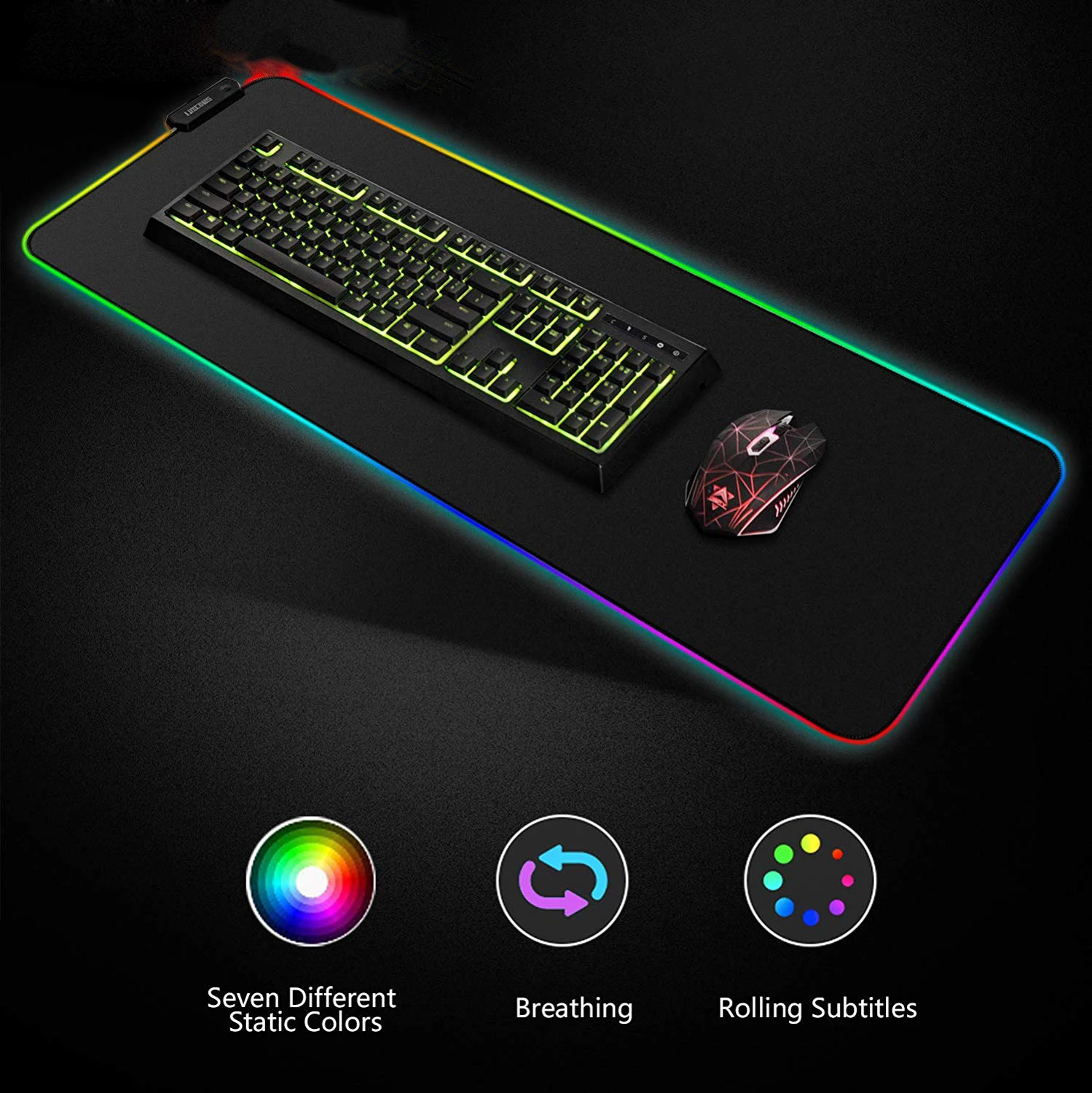 RGB мягкий игровой коврик для мыши Большой светящийся светодиодный расширенный коврик для мыши нескользящая резиновая основа компьютерная клавиатура коврик