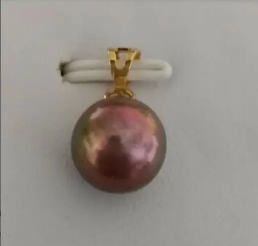 

charming 9.3mm natural tahitian bi-color pearl pendant 14KGP