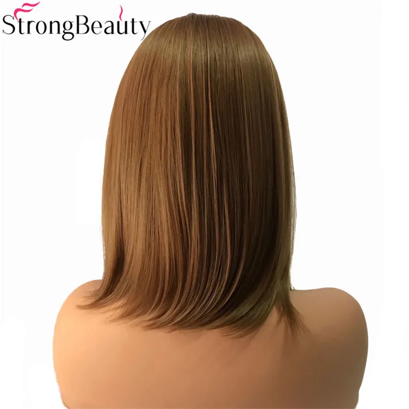 Сильный красота синтетический боб парики средней длины прямые клубника блонд парик женские волосы