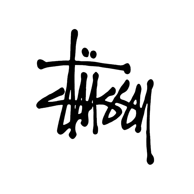 Художественная ручка со словами Stussy логотип автомобиля наклейка 14*11,5 см для миникаба бампер мотоциклы внедорожник для автомобильного стайлинга светоотражающий винил наклейка серебро - Название цвета: Black