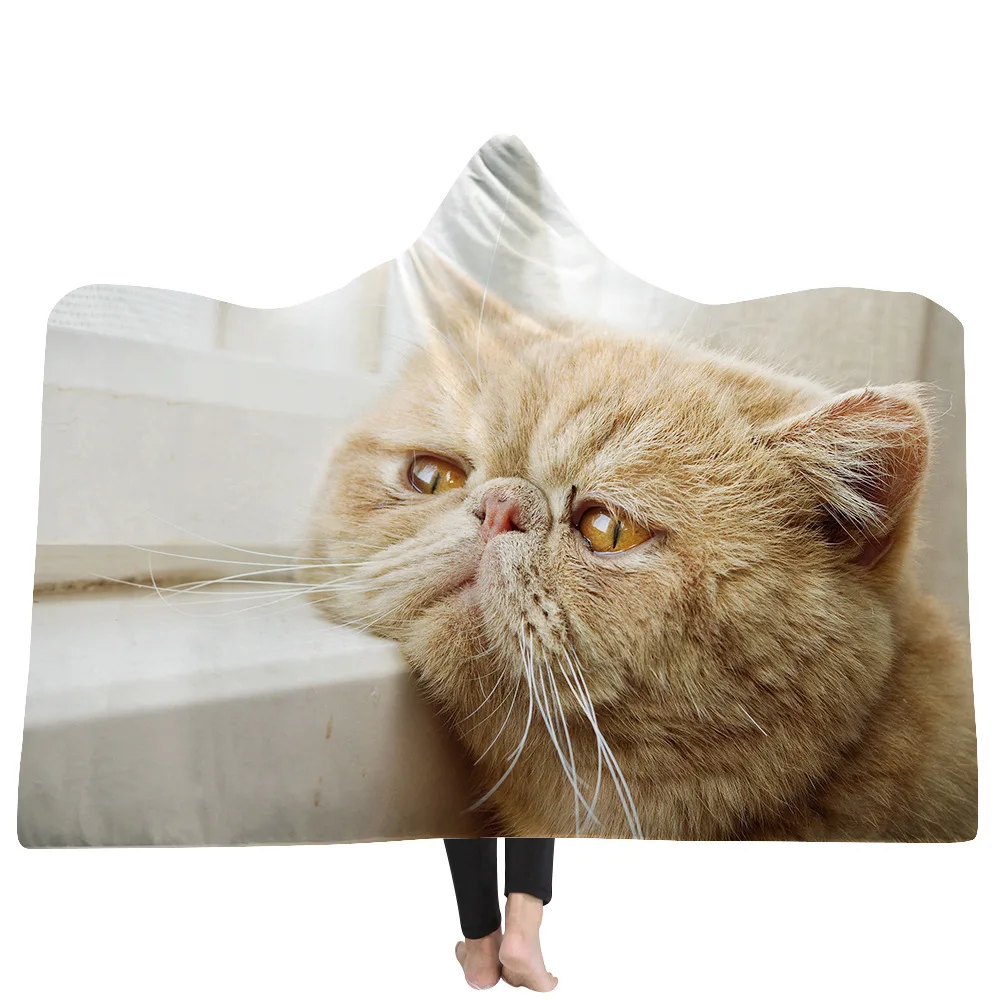 Одеяло с капюшоном для домашних животных, кошек, собак, уплотненное бархатное плюшевое шерстяное одеяло, семейное одеяло для детей, теплое одеяло с капюшоном - Цвет: 9