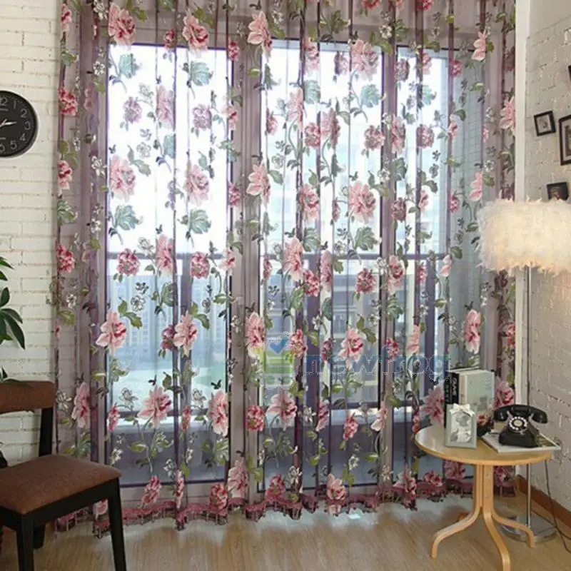 

Flower Embroidered Chinese luxury 3D Window Curtains fabric Tulle Sheer Curtains for bedroom living room kitchen Home Textile